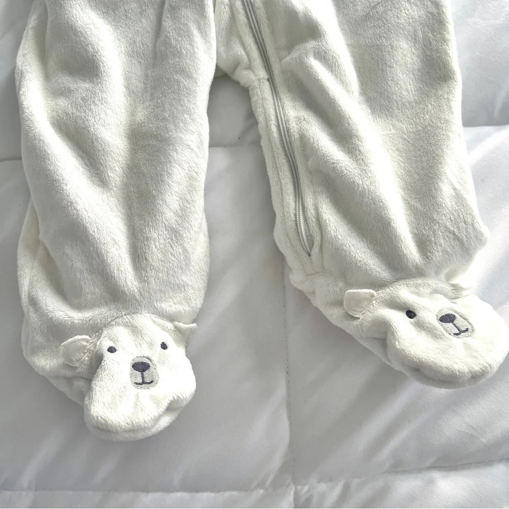 6-9M🐻‍❄️ Carter's Simple Joys Kid's Pram Ivory Polar Bear Outerwear Snow Suit